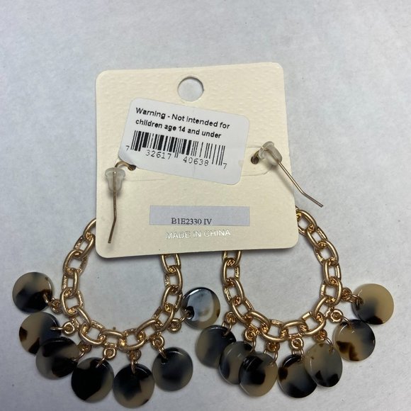 Oval gold chainlink earrings with tortoise - Picture 5 of 8